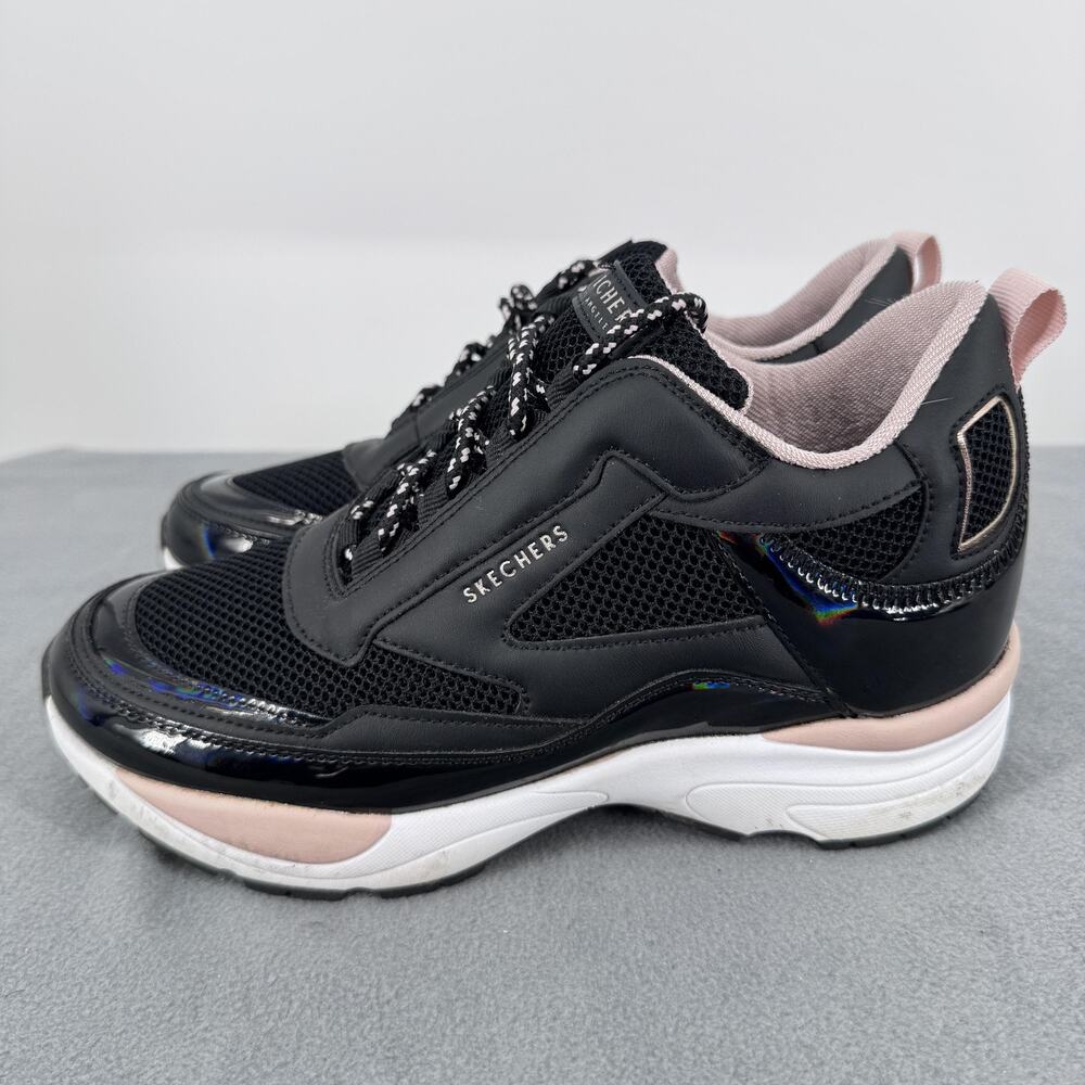 Skechers Street Essential High Strides Womens 8.5 Black Pink 155028 BLK